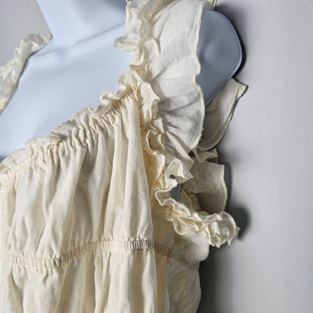 Rock & Roll Denim Ruffle Blouse Women Approx L Edwardian Cottagecore Twee - Picture 2 of 8
